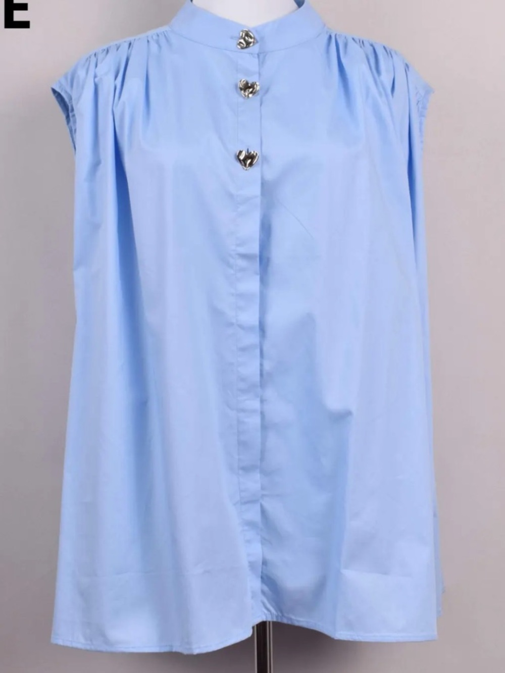 FROM PARIS FRANCE 🇫🇷 Light Blue Sleeveless Button-Front Boho  Top